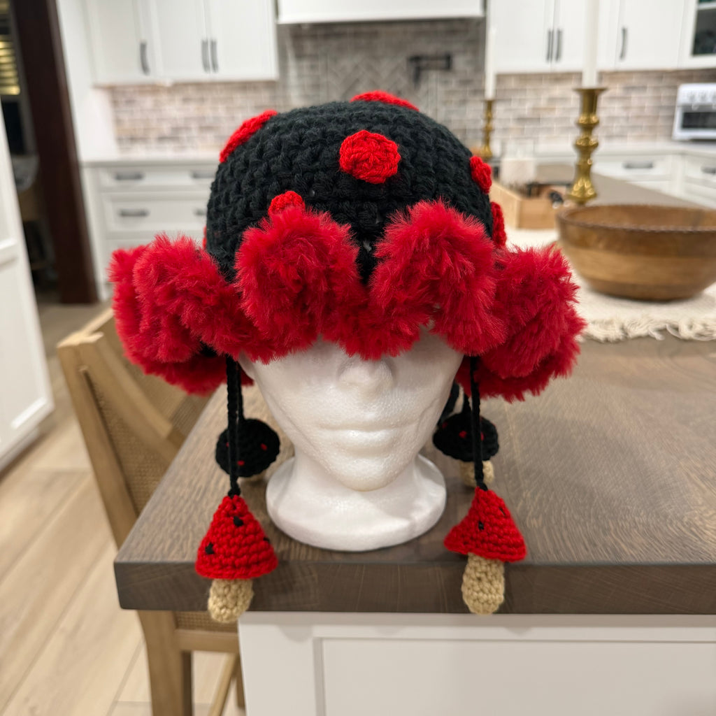 Black and Red Mushy Hat
