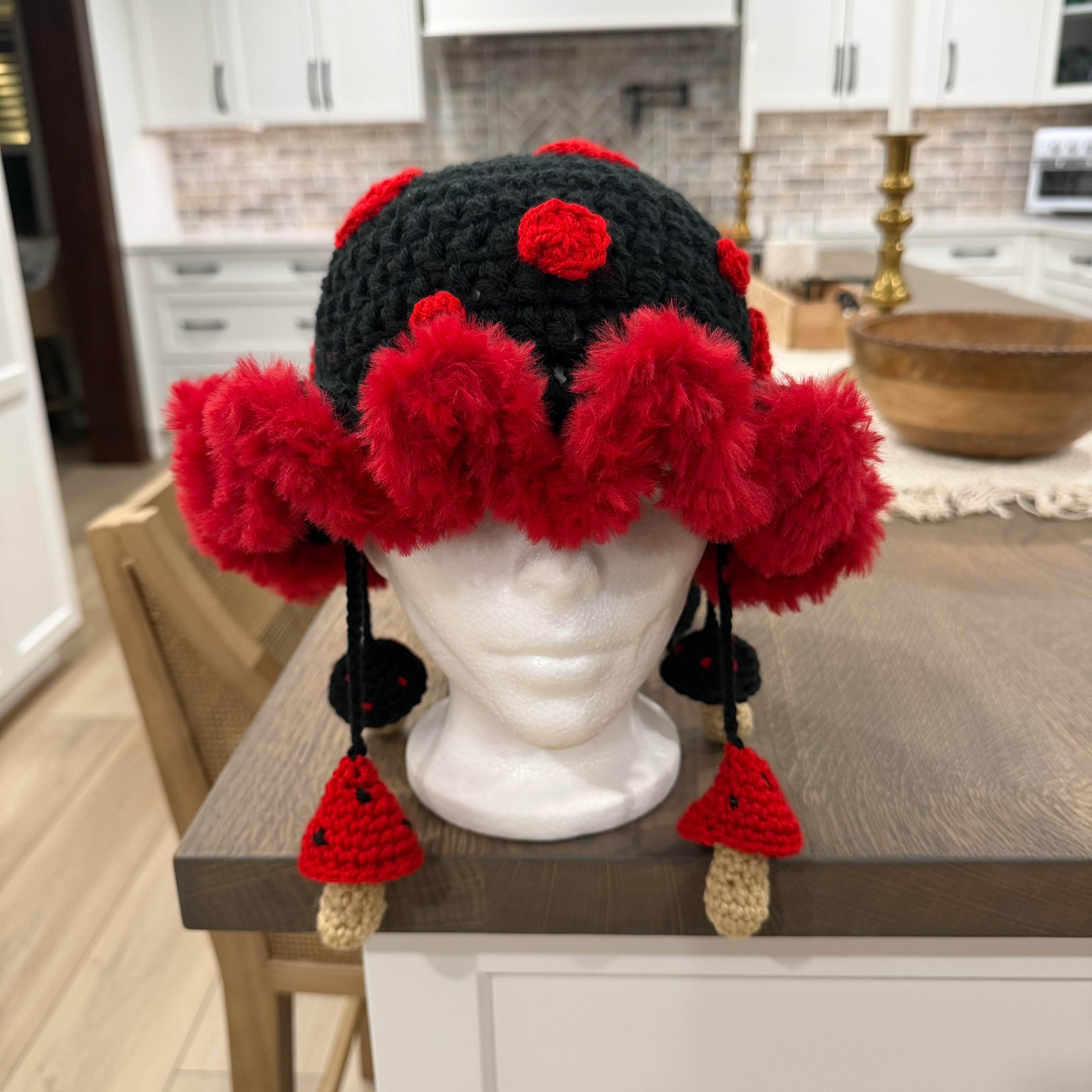 Black and Red Mushy Hat