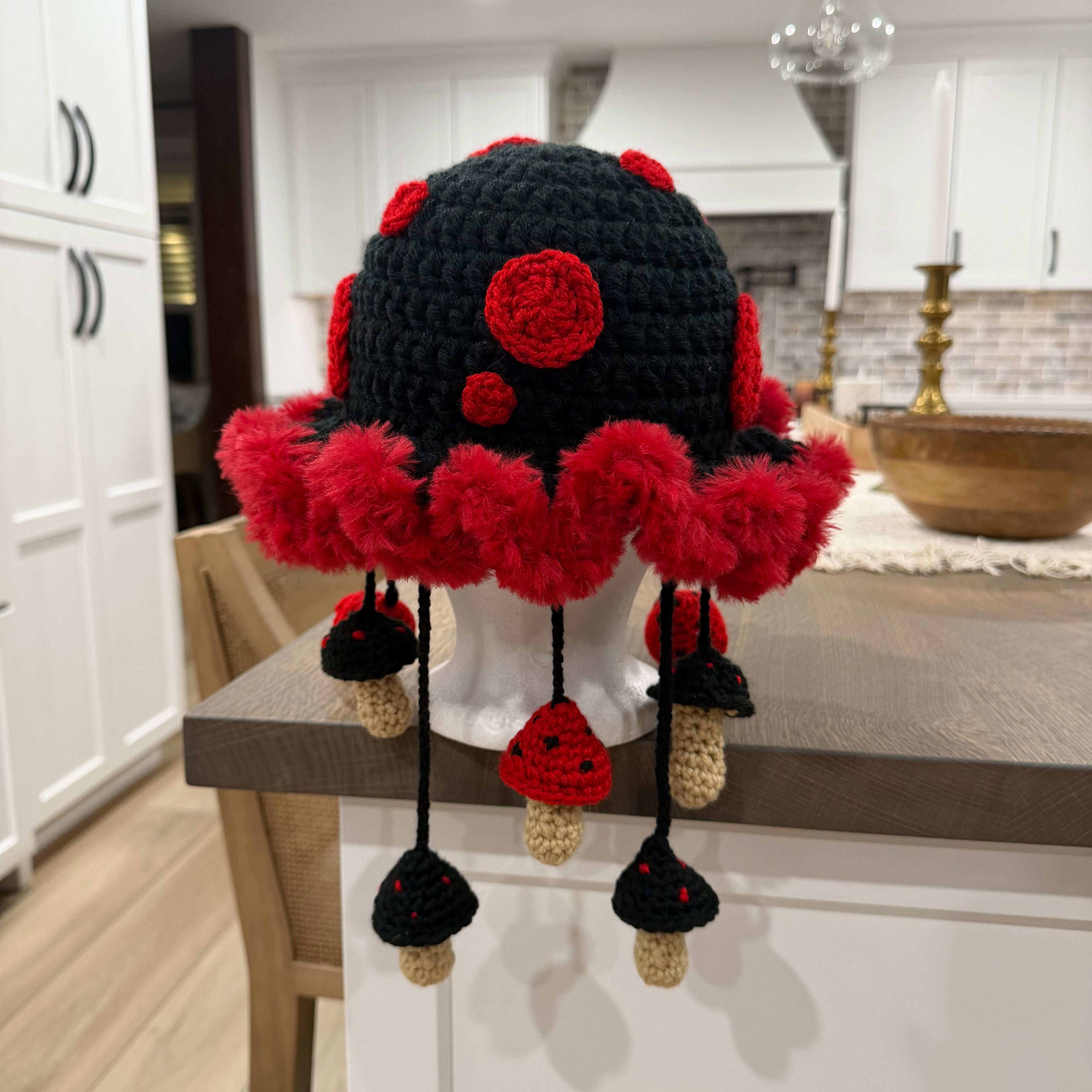 Black and Red Mushy Hat