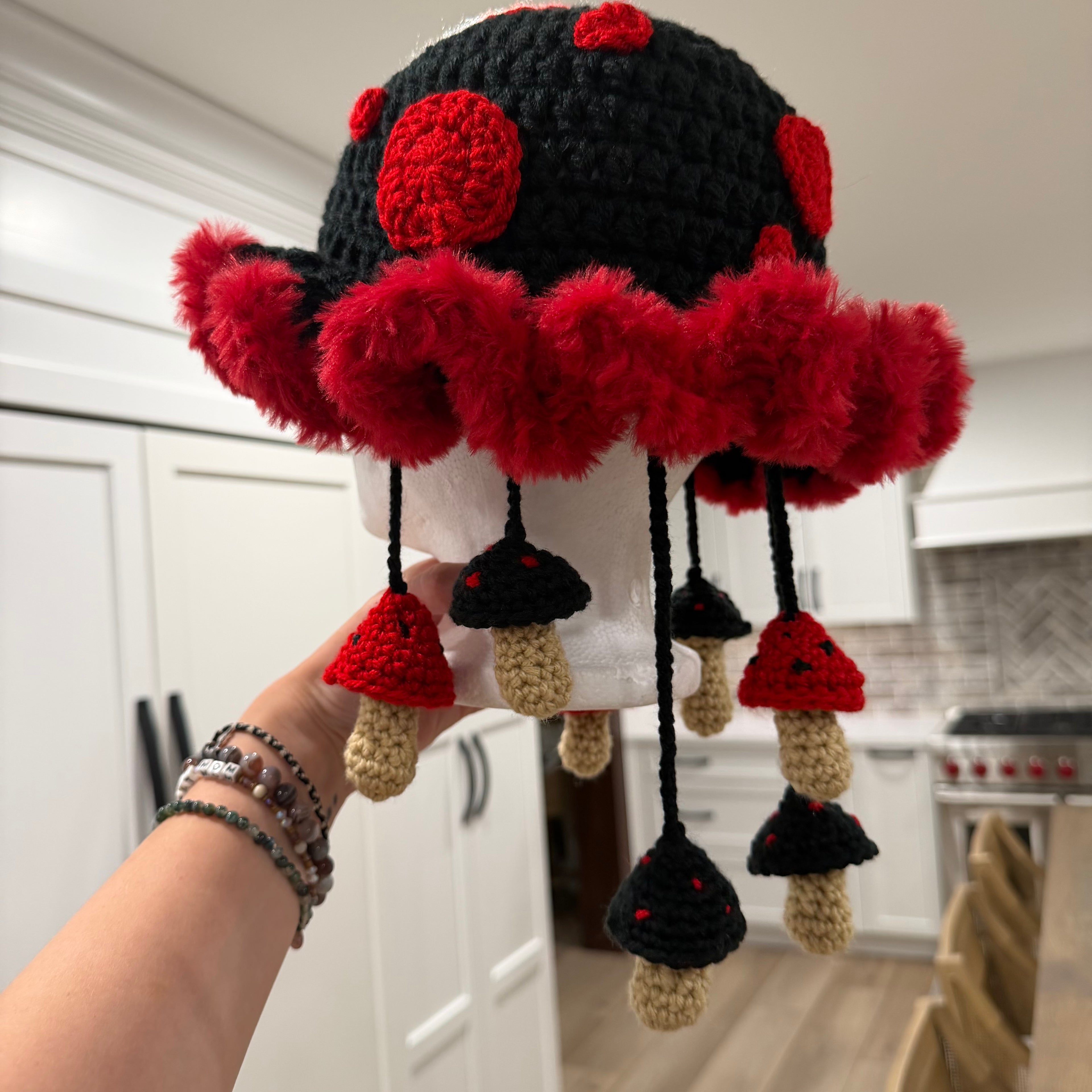 Black and Red Mushy Hat
