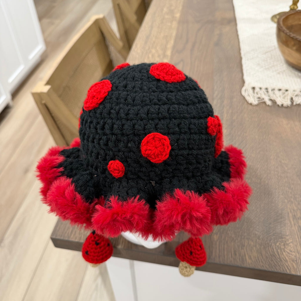 Black and Red Mushy Hat