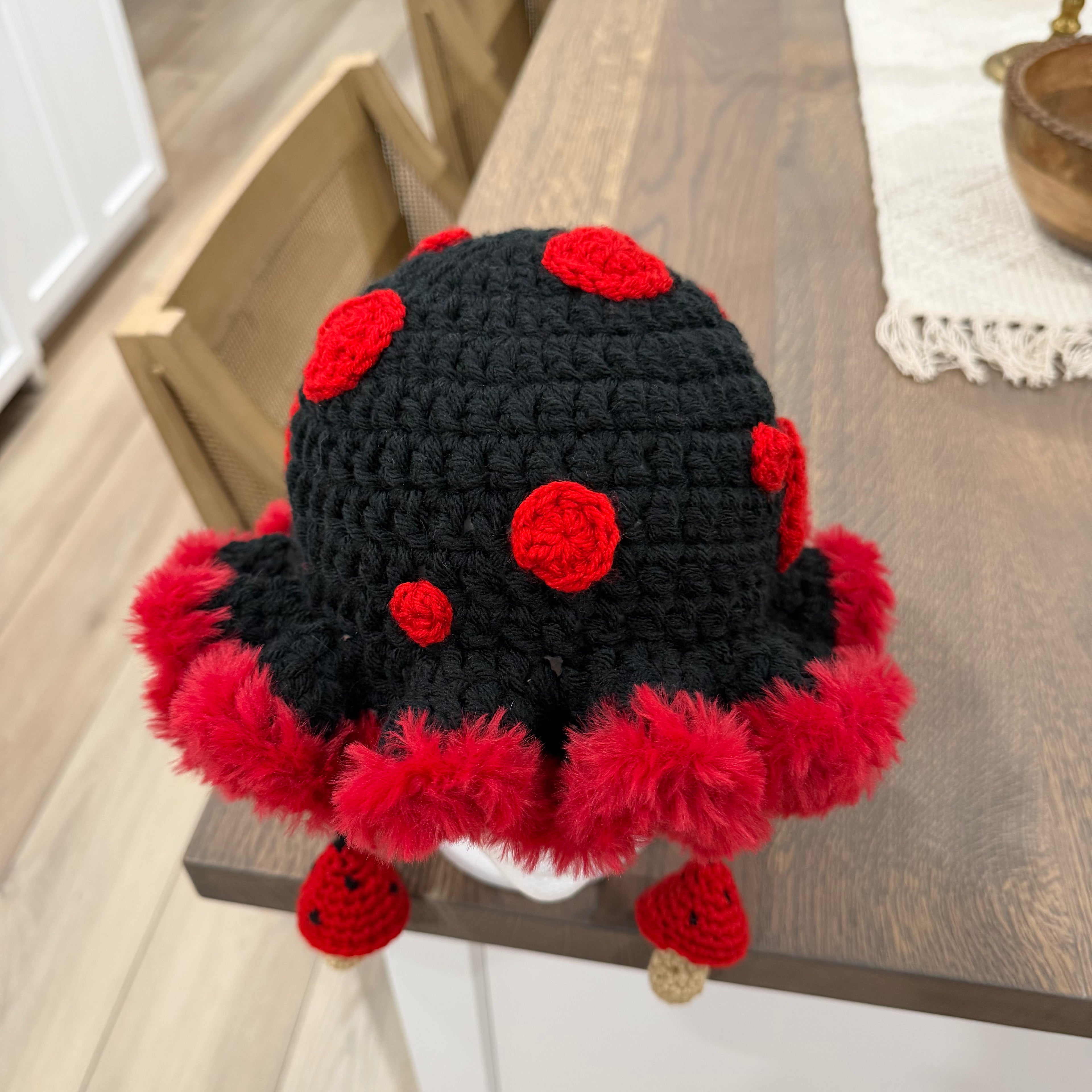 Black and Red Mushy Hat