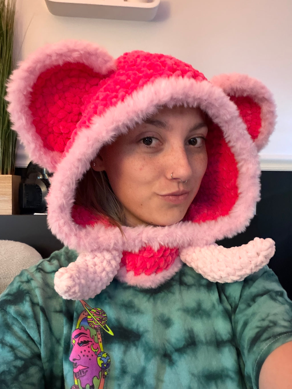 Pink Wooli Hood