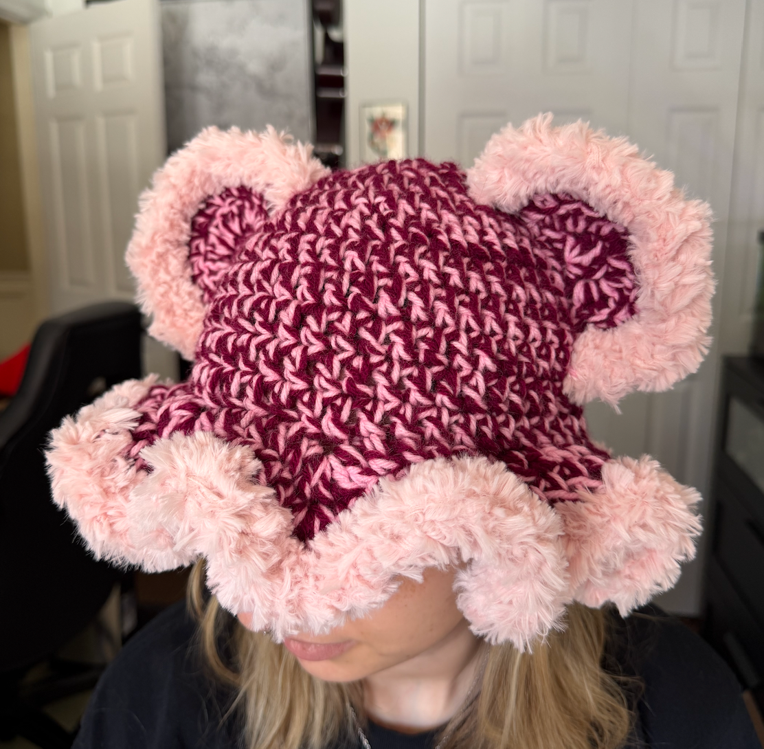 Pink Fluffy Bear Hat