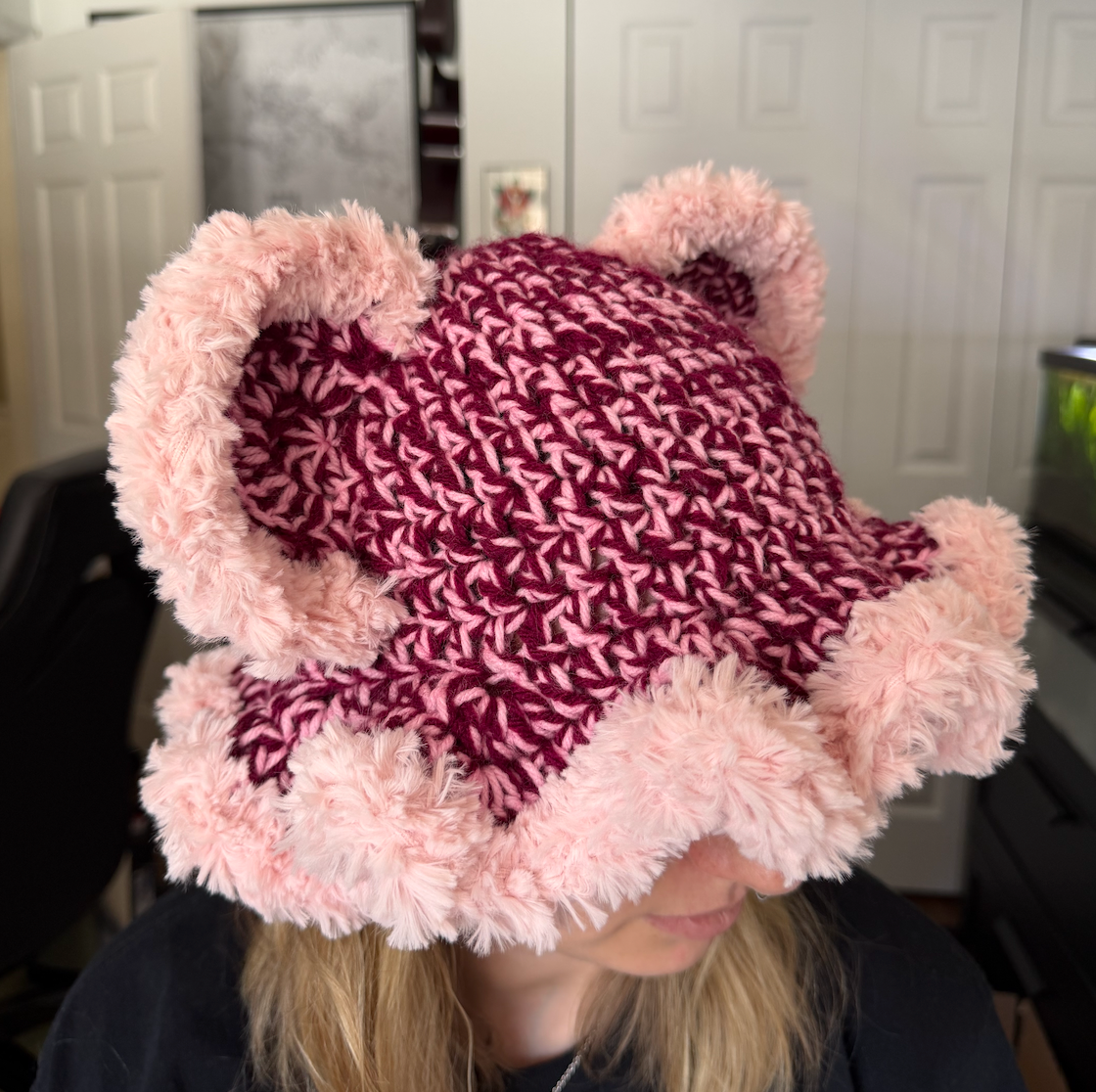 Pink Fluffy Bear Hat