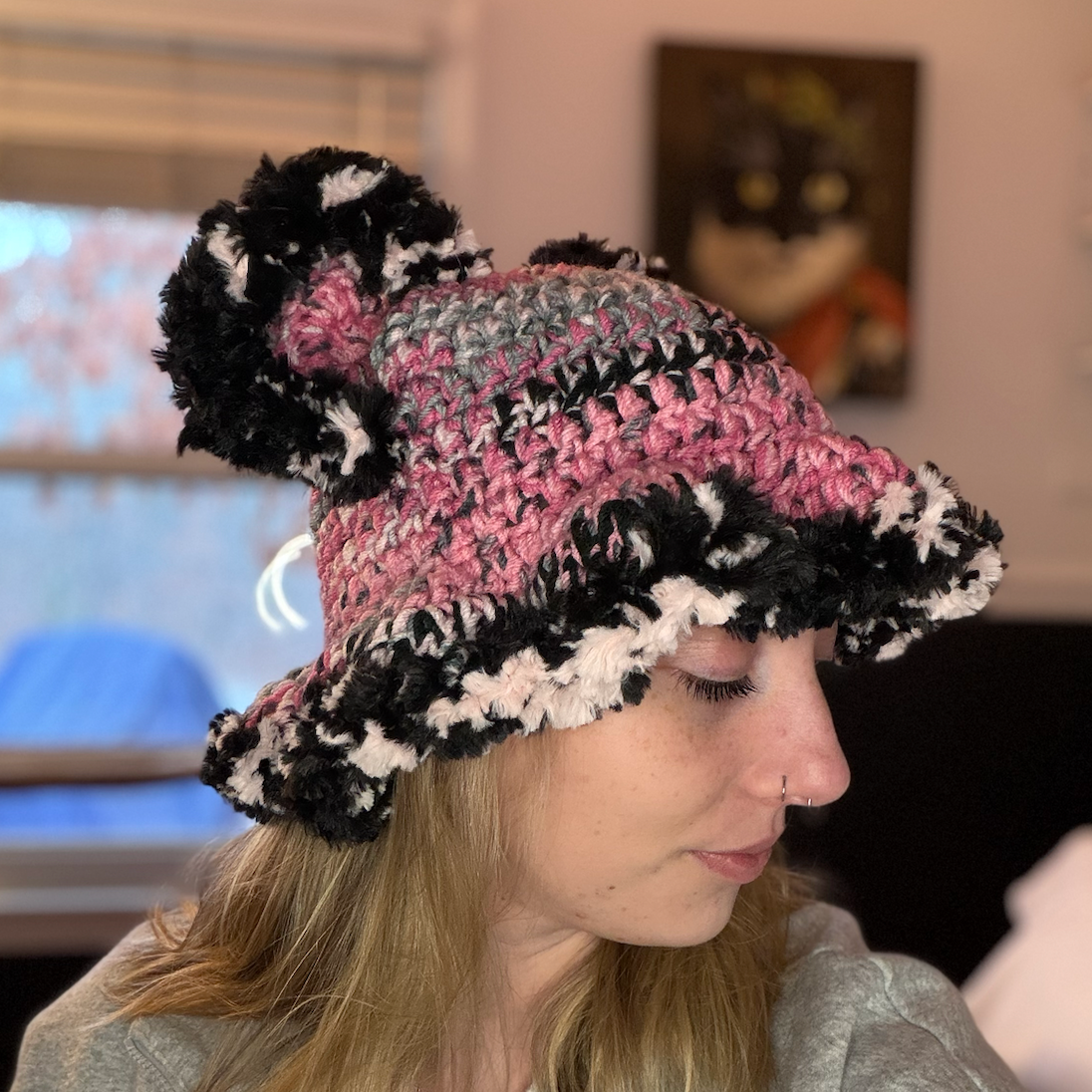 Pink/Black/Gray Hat